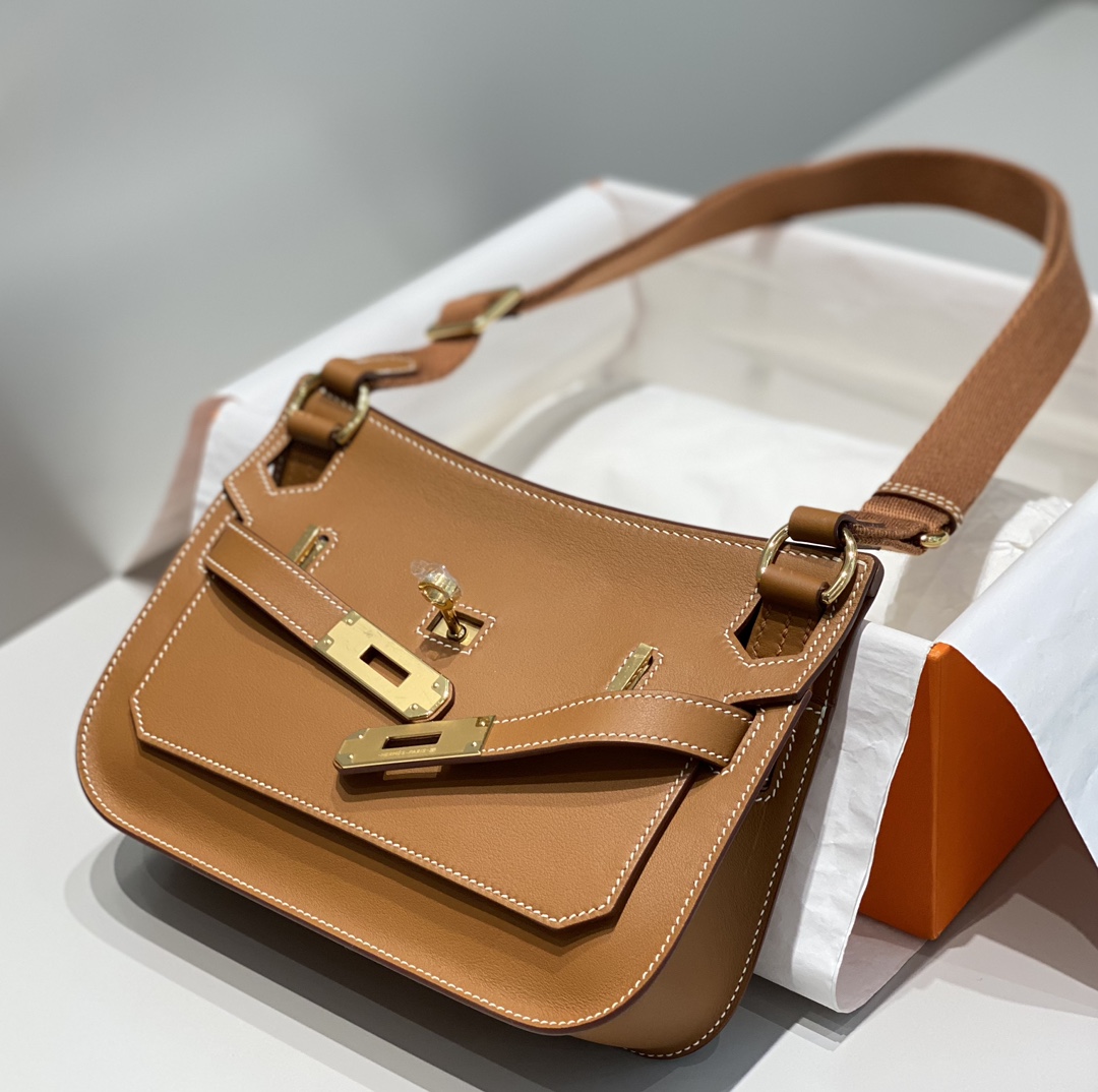 Hermes Jypsiere Mini Shoulder Bag In Brown Swift Leather